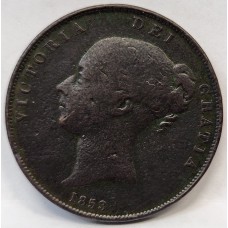 GREAT BRITAIN UK 1853 /2 . ONE 1 PENNY . VARIETY . OVERDATE